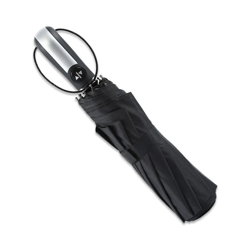 Automatic triple folding business umbrella with steel frame and NC fabric canopy in three colour options