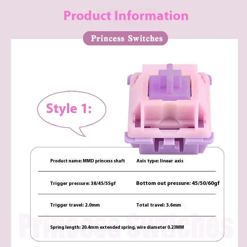 Single MMD Princess linear mechanical keyboard switch for custom builds