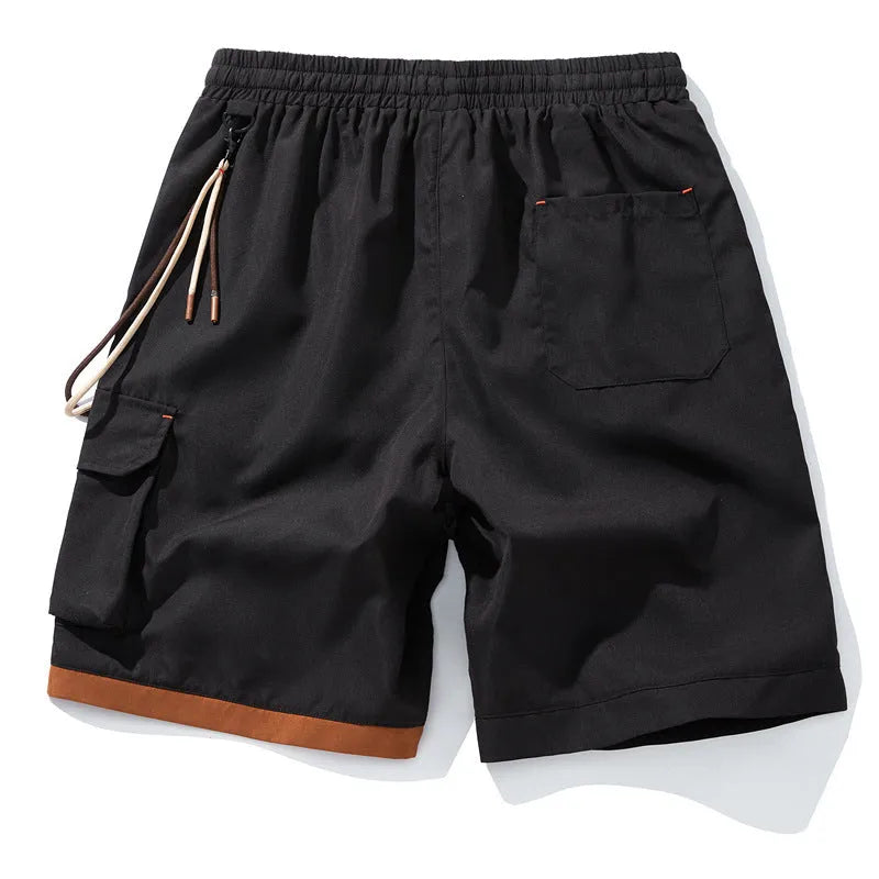Men's plus size bamboo fibre shorts with elastic high waist in a straight-leg, cropped style.