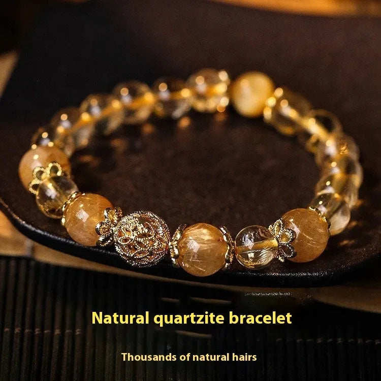 Personality citrine lucky bracelet for women in retro style with artificial crystal construction