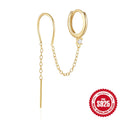 S925 sterling silver earrings with electroplated gold finish and geometric flower tassel chain design