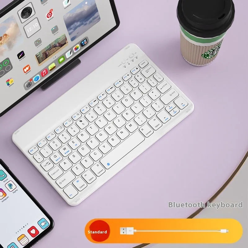 Bluetooth keyboard with rechargeable mouse in multiple colour options including white, green and pink
