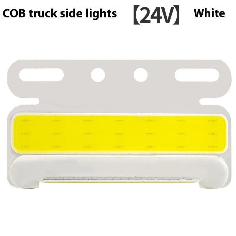12V 24V aluminium alloy LED COB truck side marker light in red, yellow, green, blue, and white.