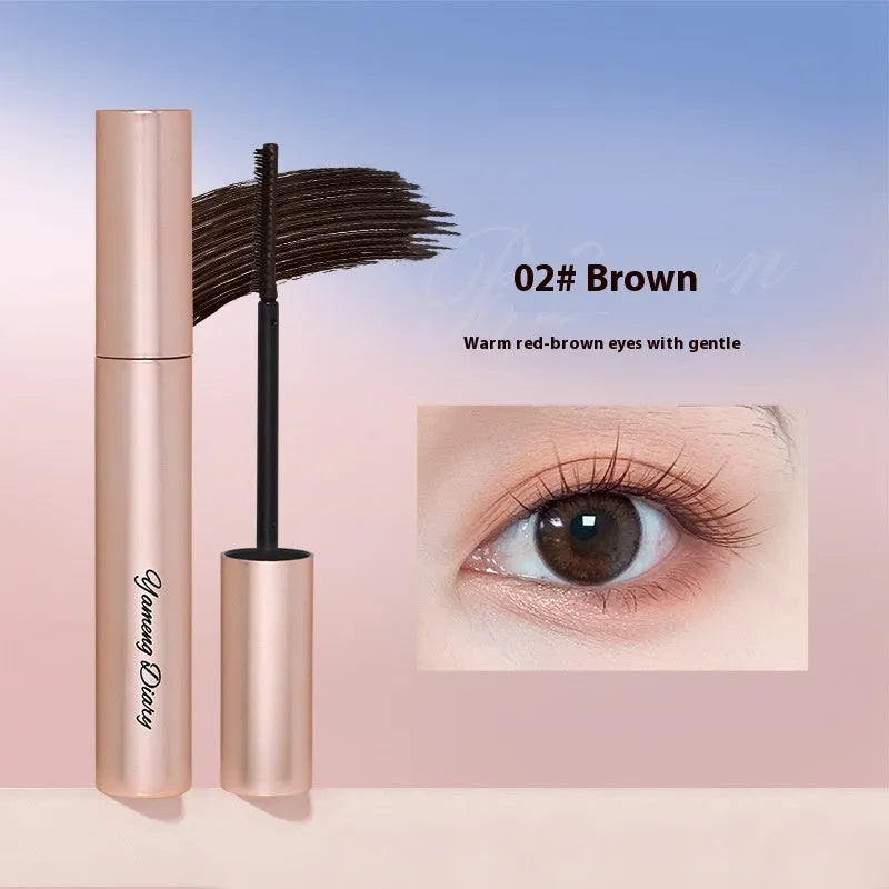 Mascara tube for long curling and long-lasting setting in black and brown colour options