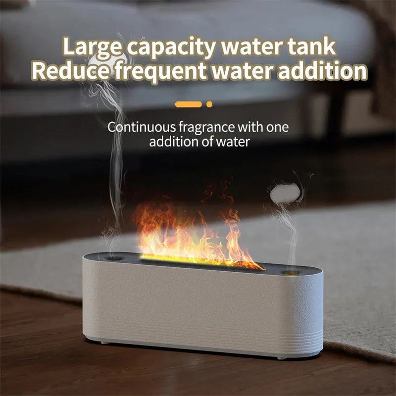 Black Flame Air ultrasonic humidifier and aroma diffuser with LED mood light on.
