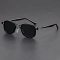 Retro square frame sunglasses with metal accents in a colour option like Black Gold full Gray