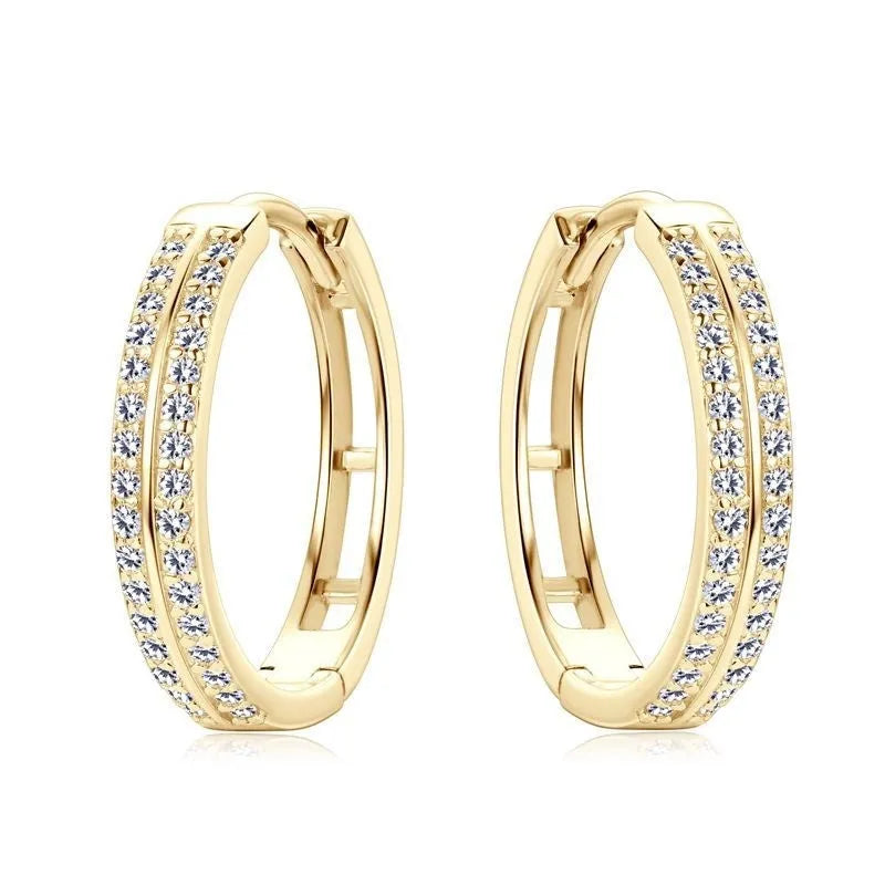 Pair of straight sterling silver earrings with moissanite stone geometry shape
