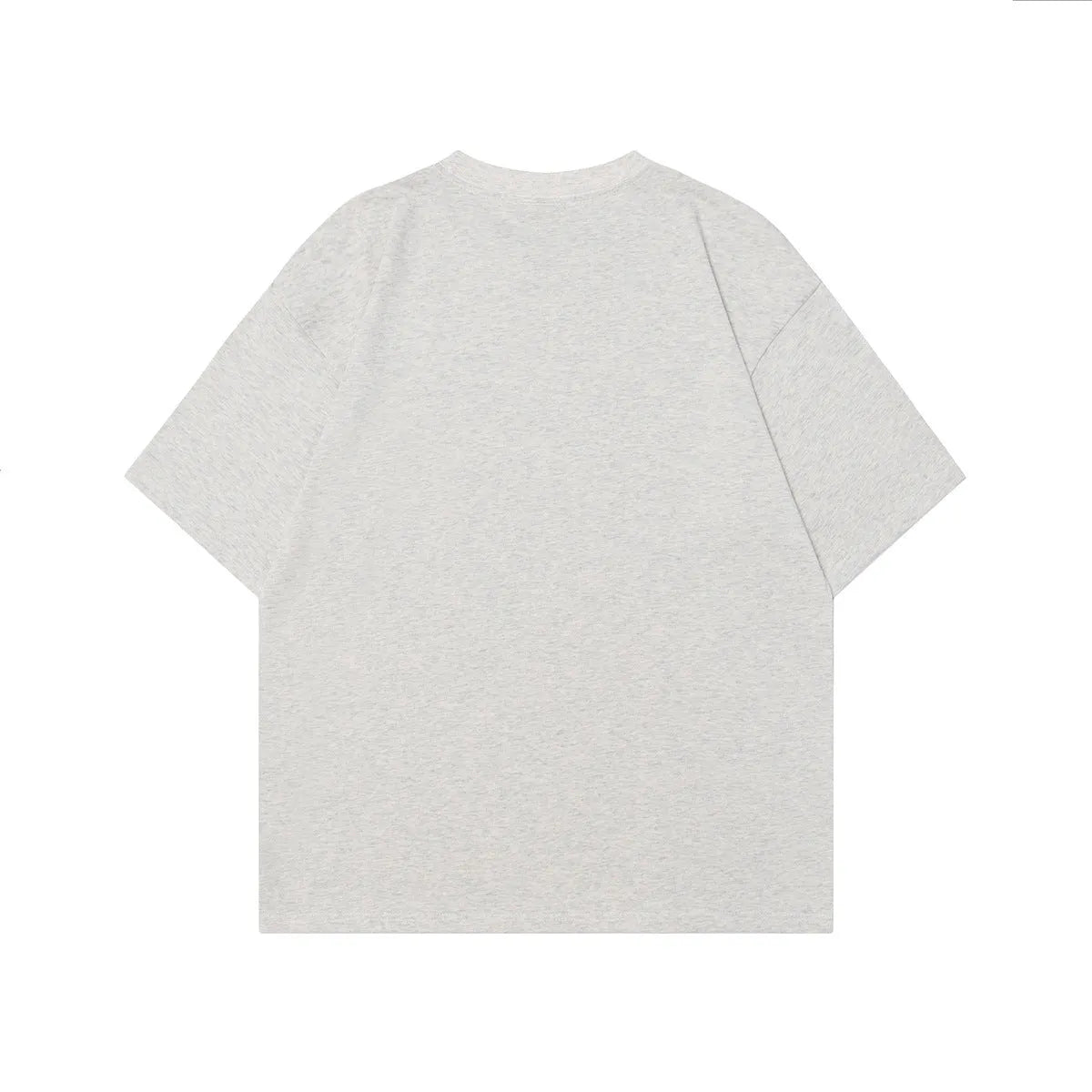 Men's grey retro character design T-shirt with short sleeves and loose fit
