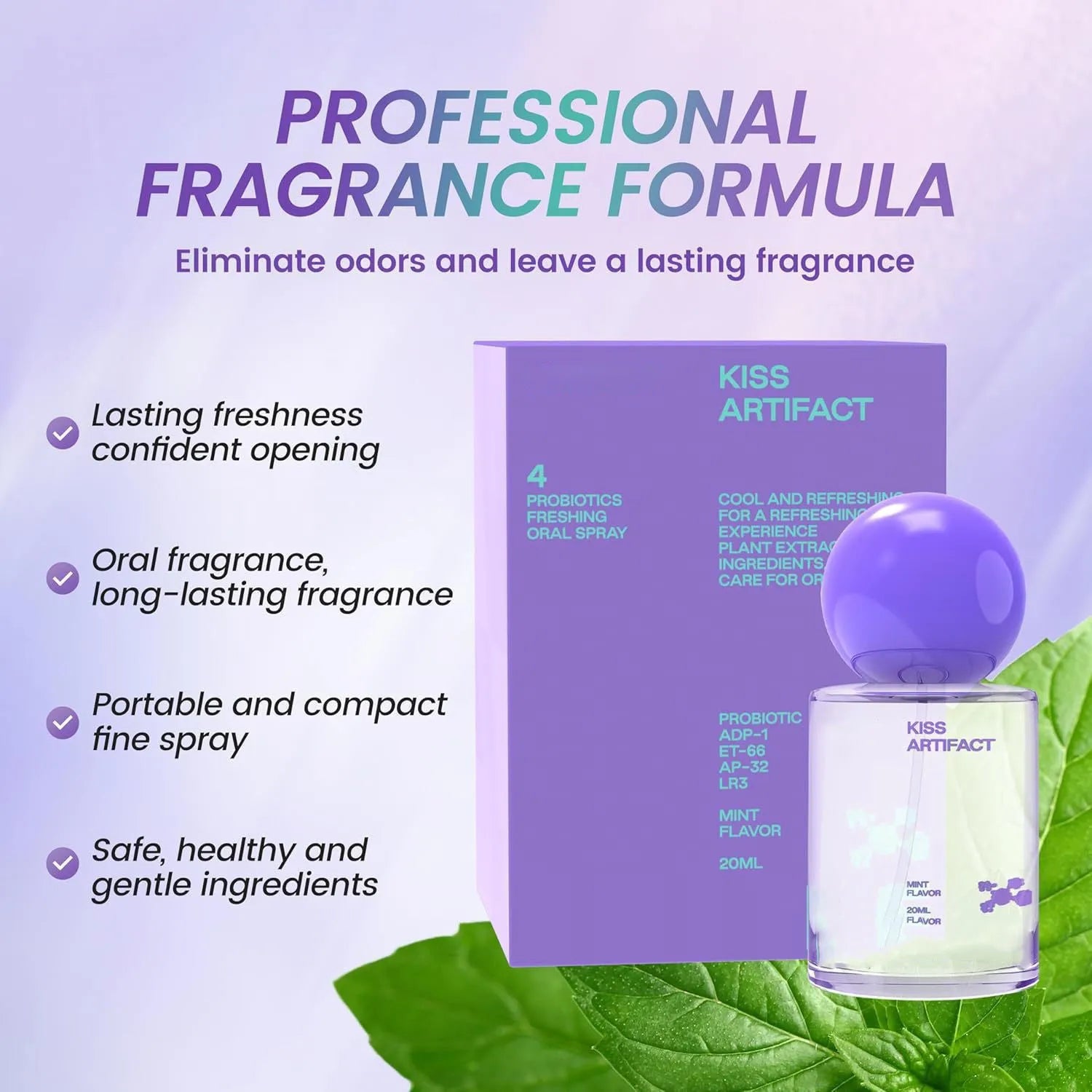 20ml portable probiotics oral spray bottle with spray nozzle for hydrating oral care