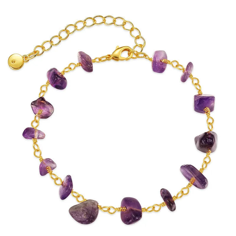 Irregular natural gravel turquoise bracelet in 18K copper with geometric design and crystal accents