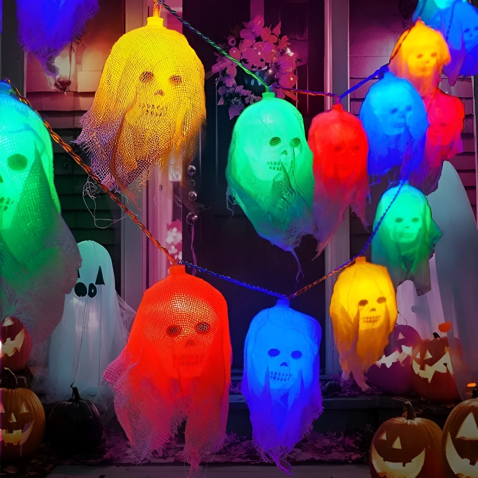 Halloween battery-powered coloured lights for indoor wall decoration in plastic housing
