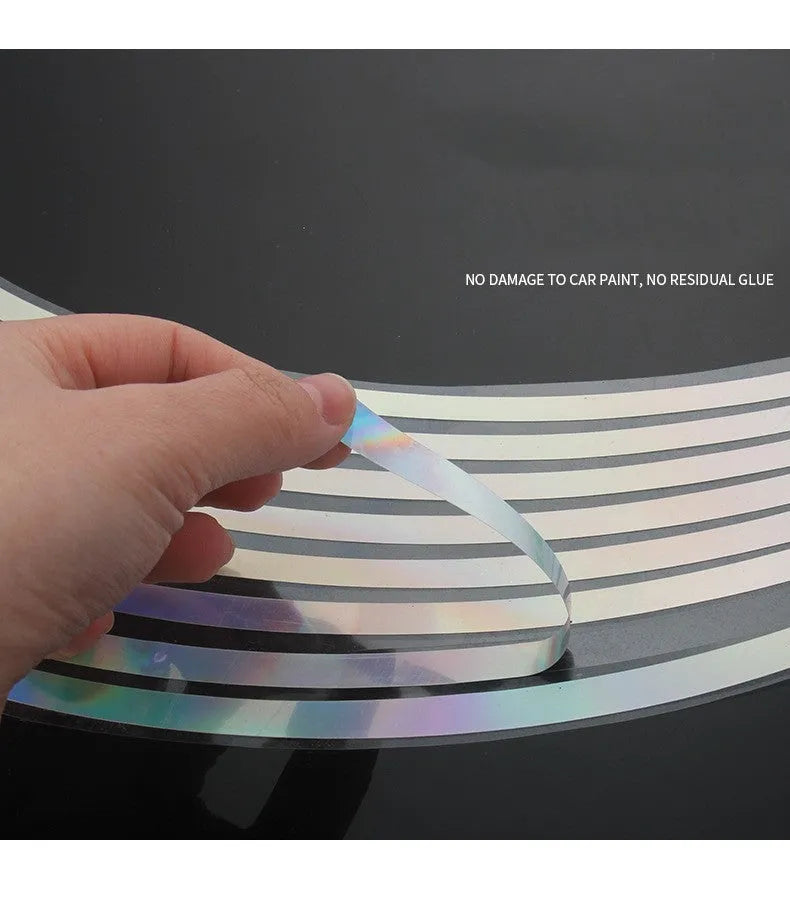 Waterproof PET reflective stickers for motorcycle wheel hubs in four wheel sizes