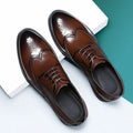 Men's black and brown brogue shoes with business styling and PU leather uppers