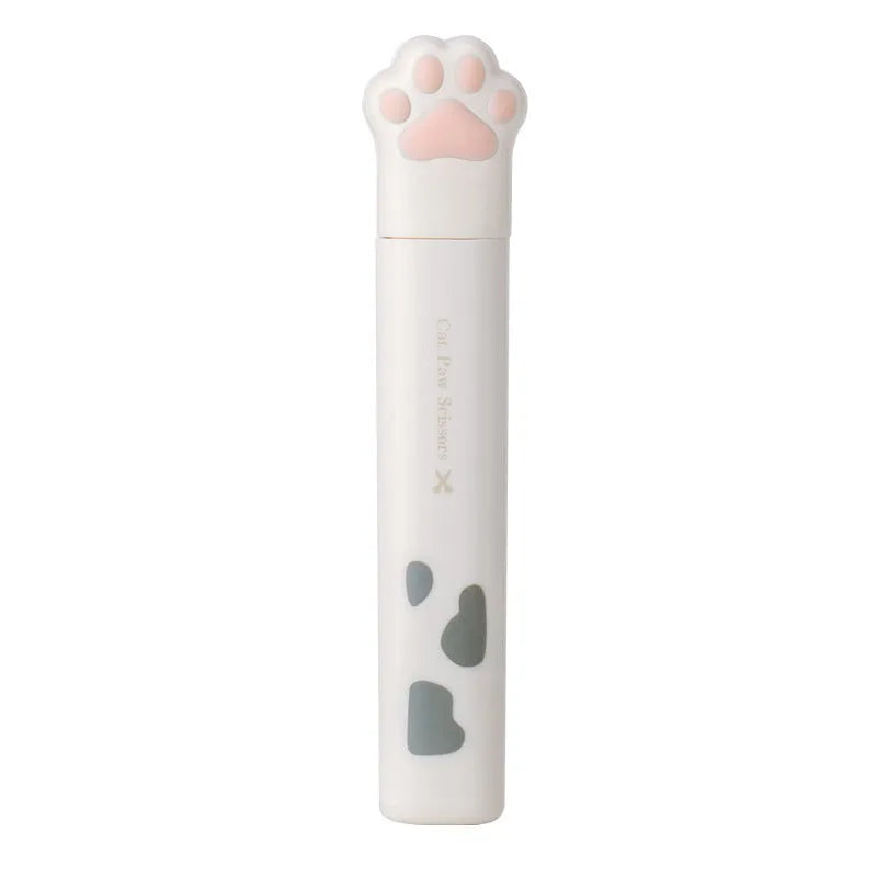 Cat paw mini folding scissors in four colours with stainless steel blades, folded to 8.7 cm length