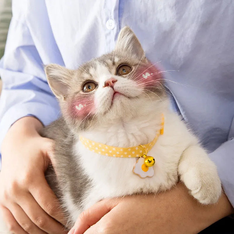 Adjustable cat collar with metal bell pendant and bow tie for small dogs