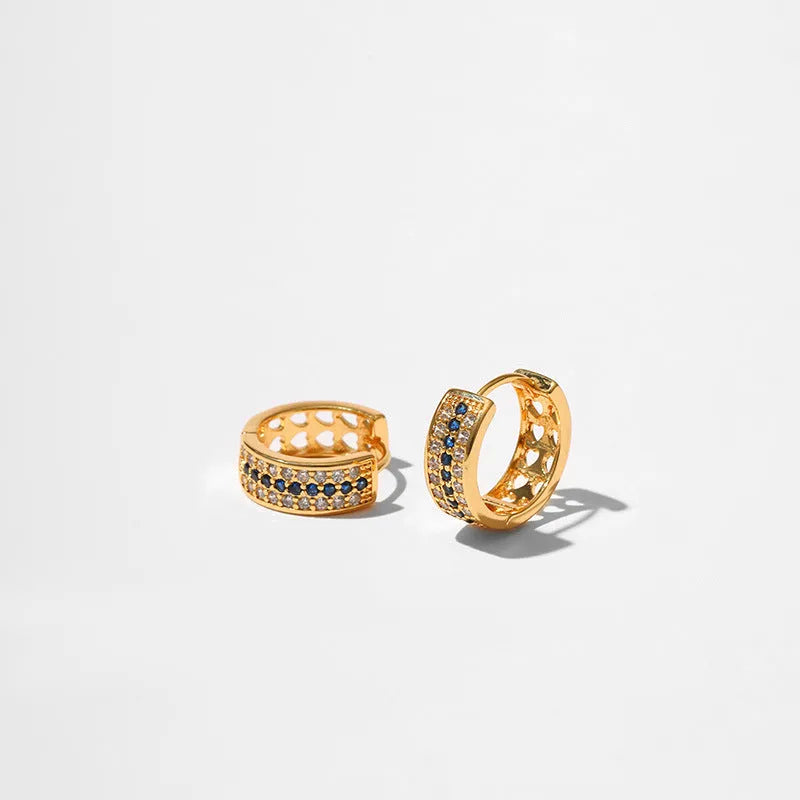 Geometric round women's earrings with 18K gold electroplated finish over copper