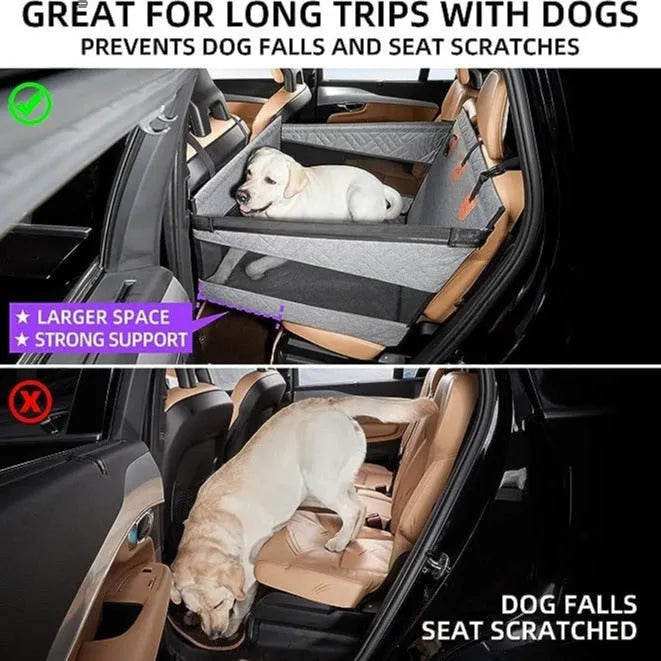 Grey waterproof cloth dog bed measuring 56cm with raised cushion design for indoor floor use