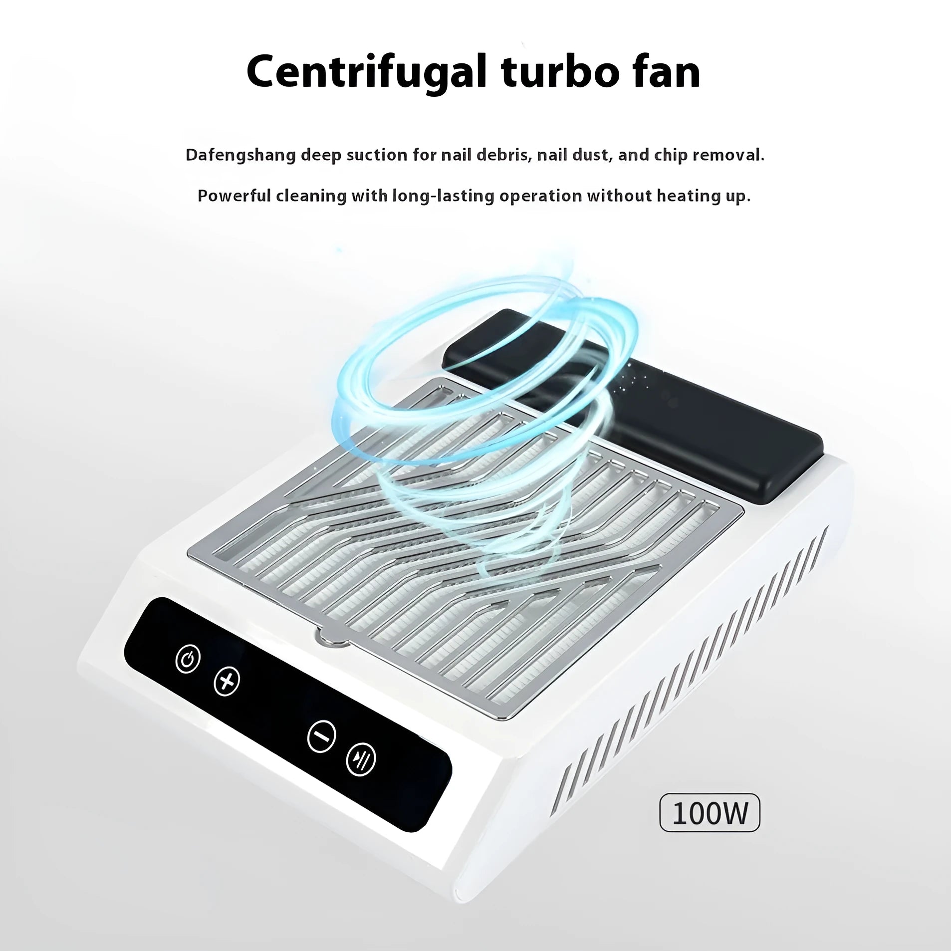 White Q2 style nail dust collector with adjustable speed control and filter net for manicure dust extraction