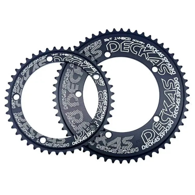 Black aluminium alloy track bicycle single disc chainring 144BCD with multiple tooth options