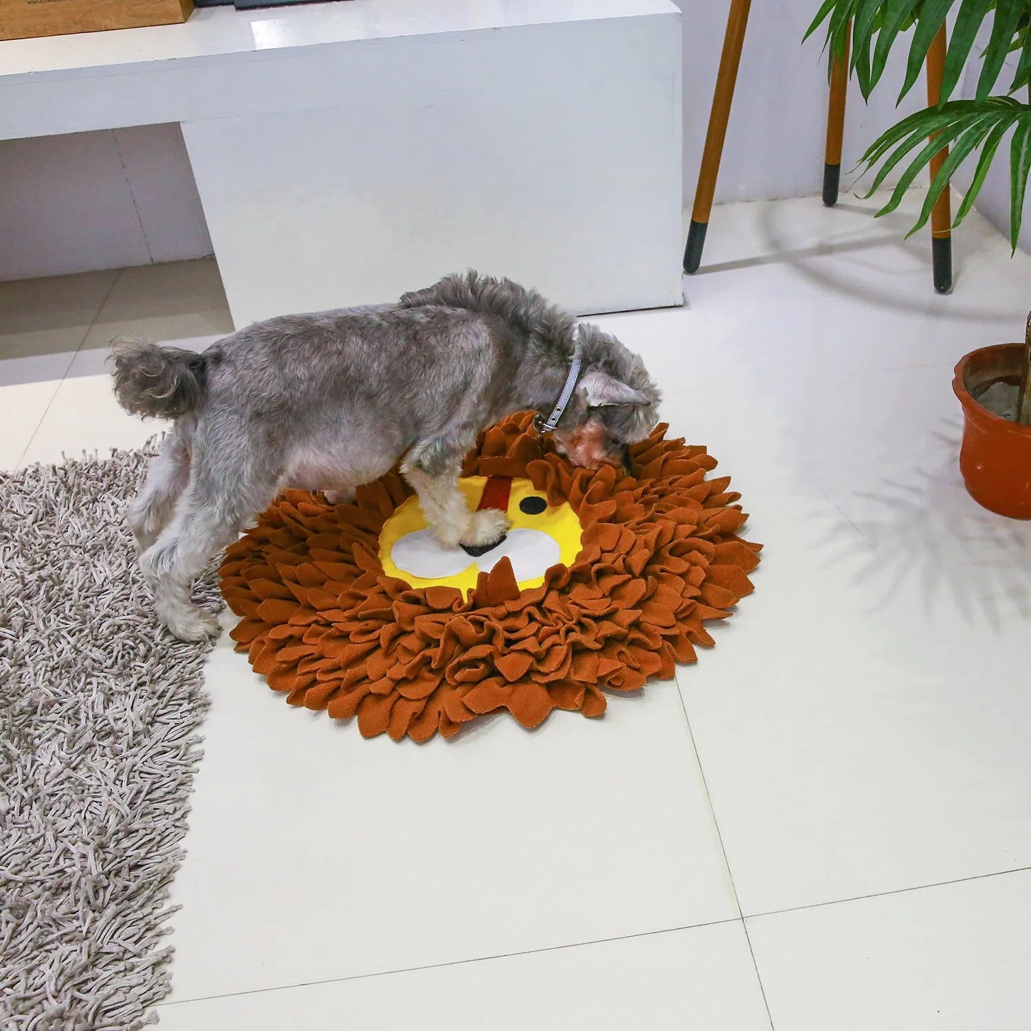 Brown Lion Sniffing Pad blanket with textured Yizhiwen fabric for dogs and cats to forage for food.