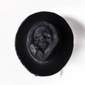 Handmade wool felt conical crown skull hat in denim style for Halloween