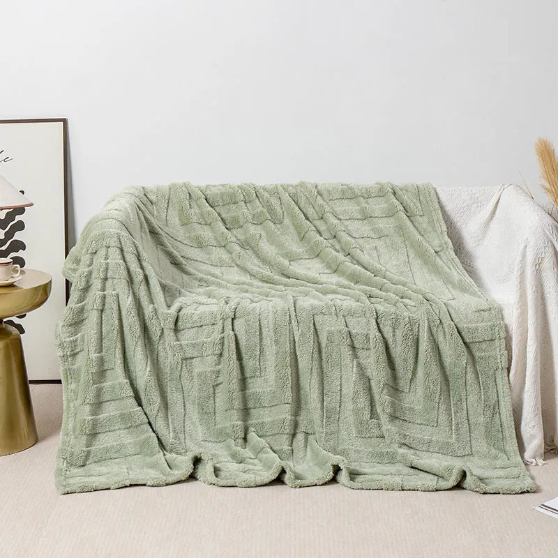 Thick coral fleece square blanket in modern simplicity style with size options from 70x100cm to 200x230cm