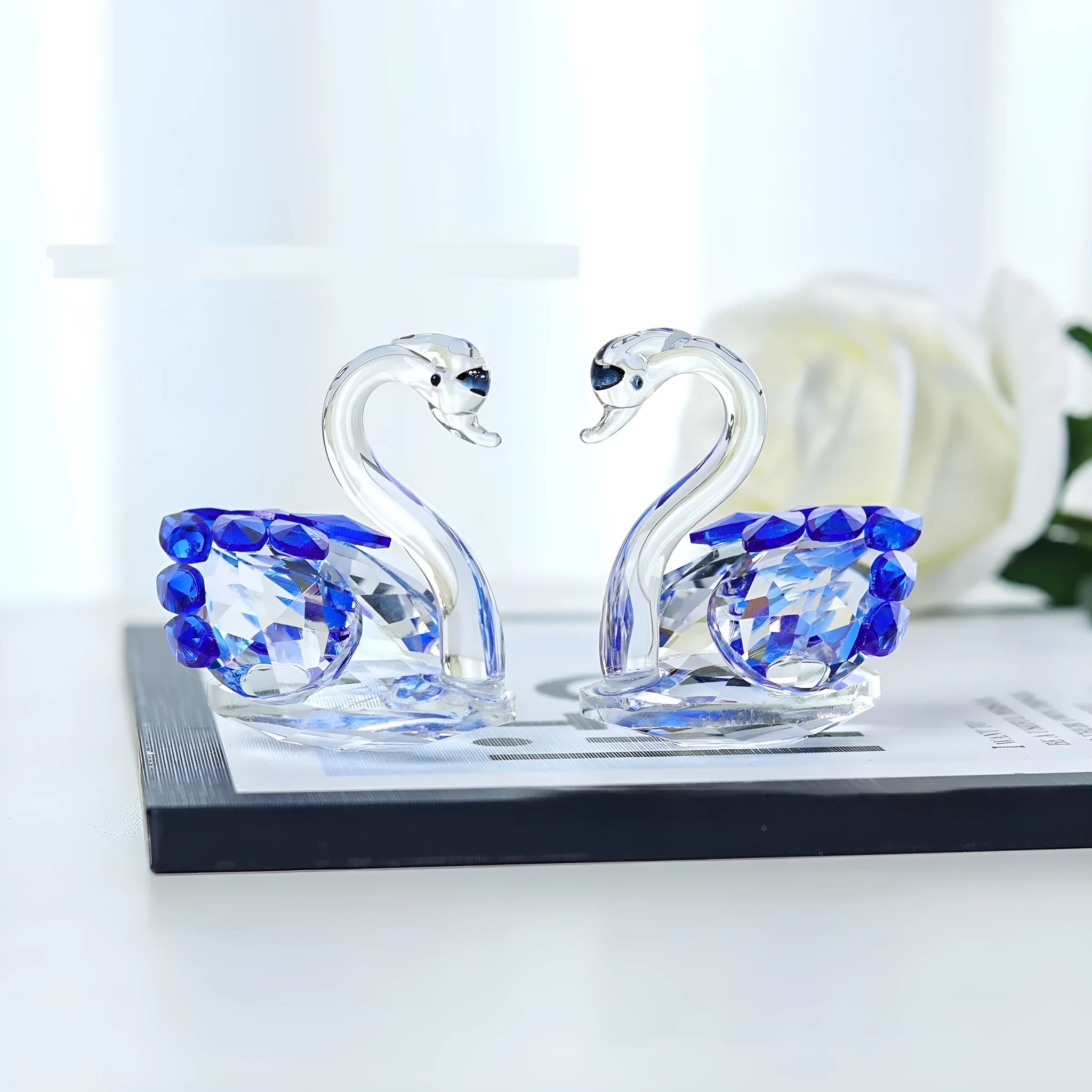 Crystal swan desktop decoration in modern simplicity style available in four colour options