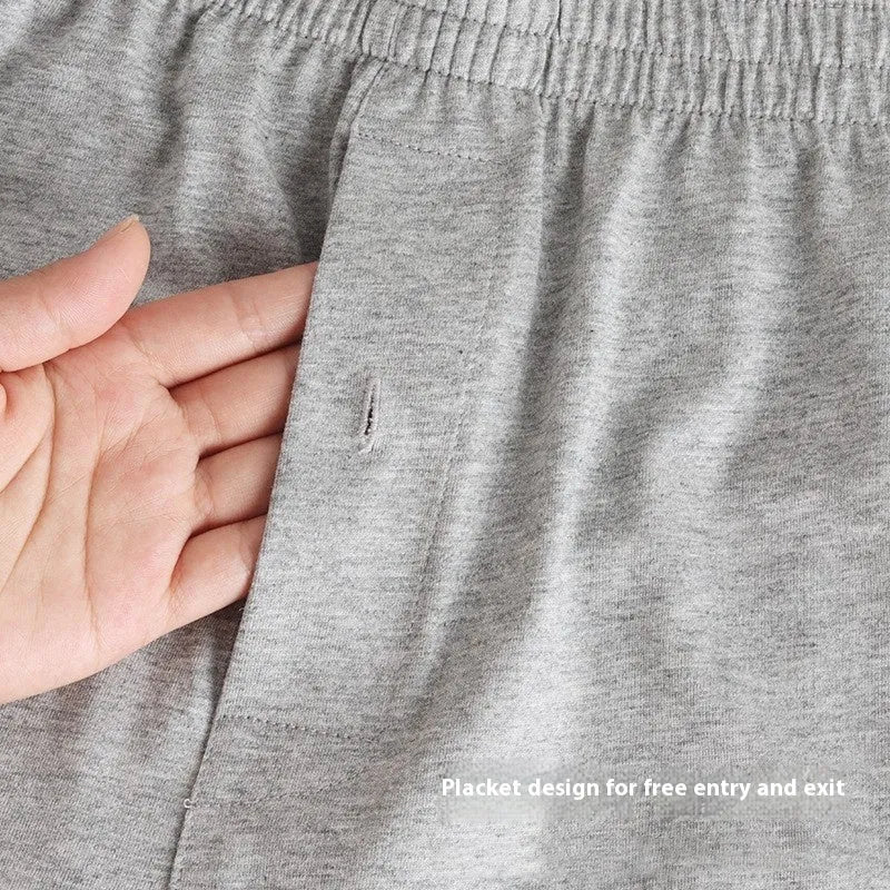 Men's solid colour cotton boxer shorts with a high waistband and loose leg.