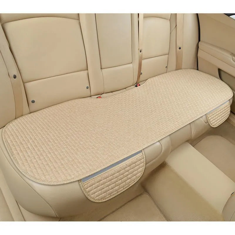 Linen plaid car cushion set with hemmed edges in classic black and red colour