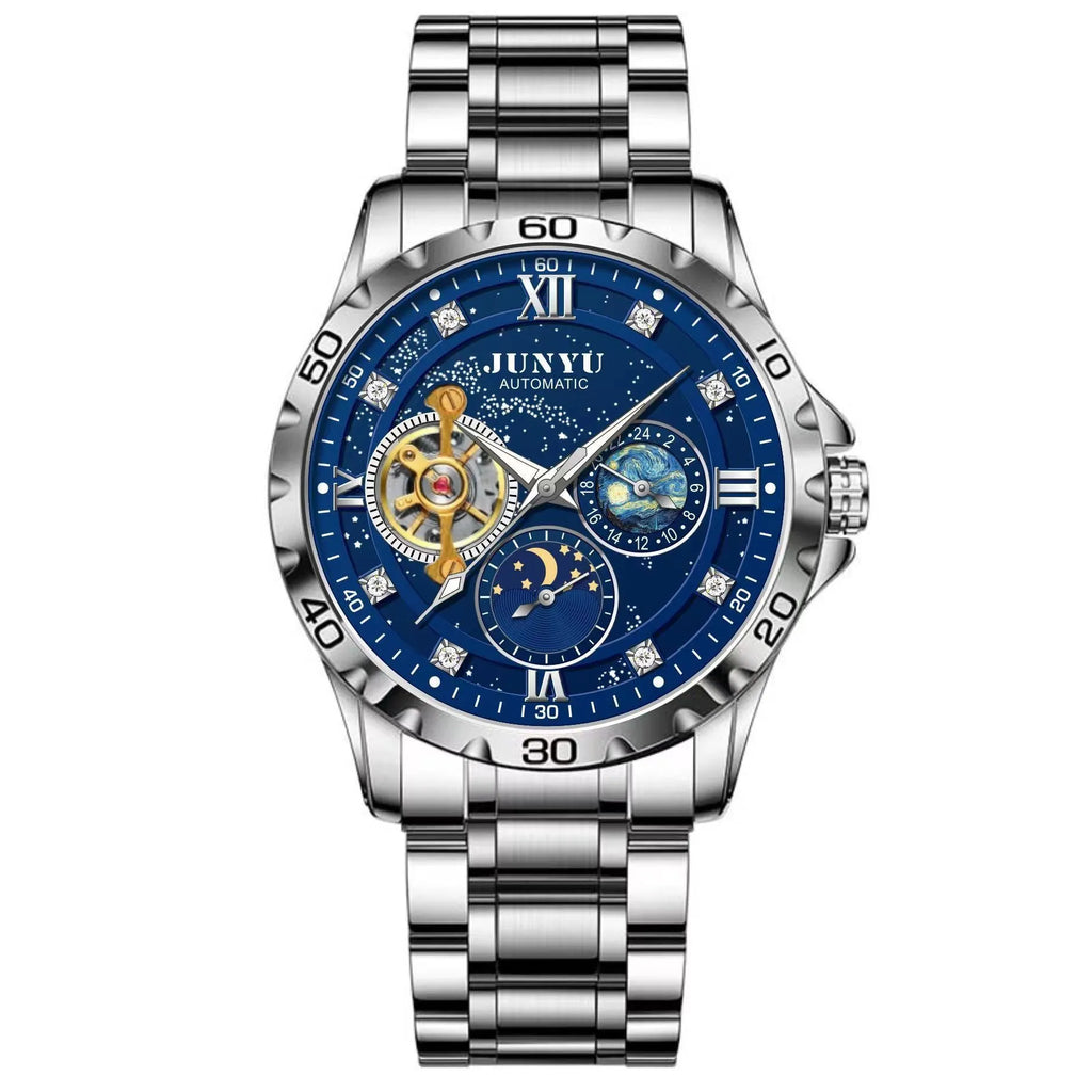 Automatic mechanical watch with waterproof construction and luminous dial options for men