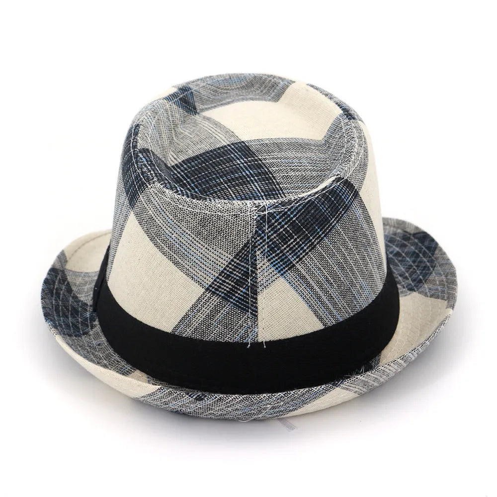 Blue polyester straw hat with bell crown and 4.5CM brim for sun protection