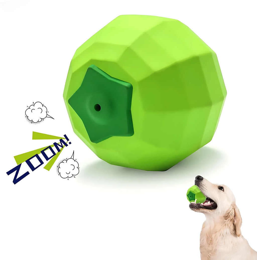 Green natural rubber squeaky dog chew ball toy for large breed dogs