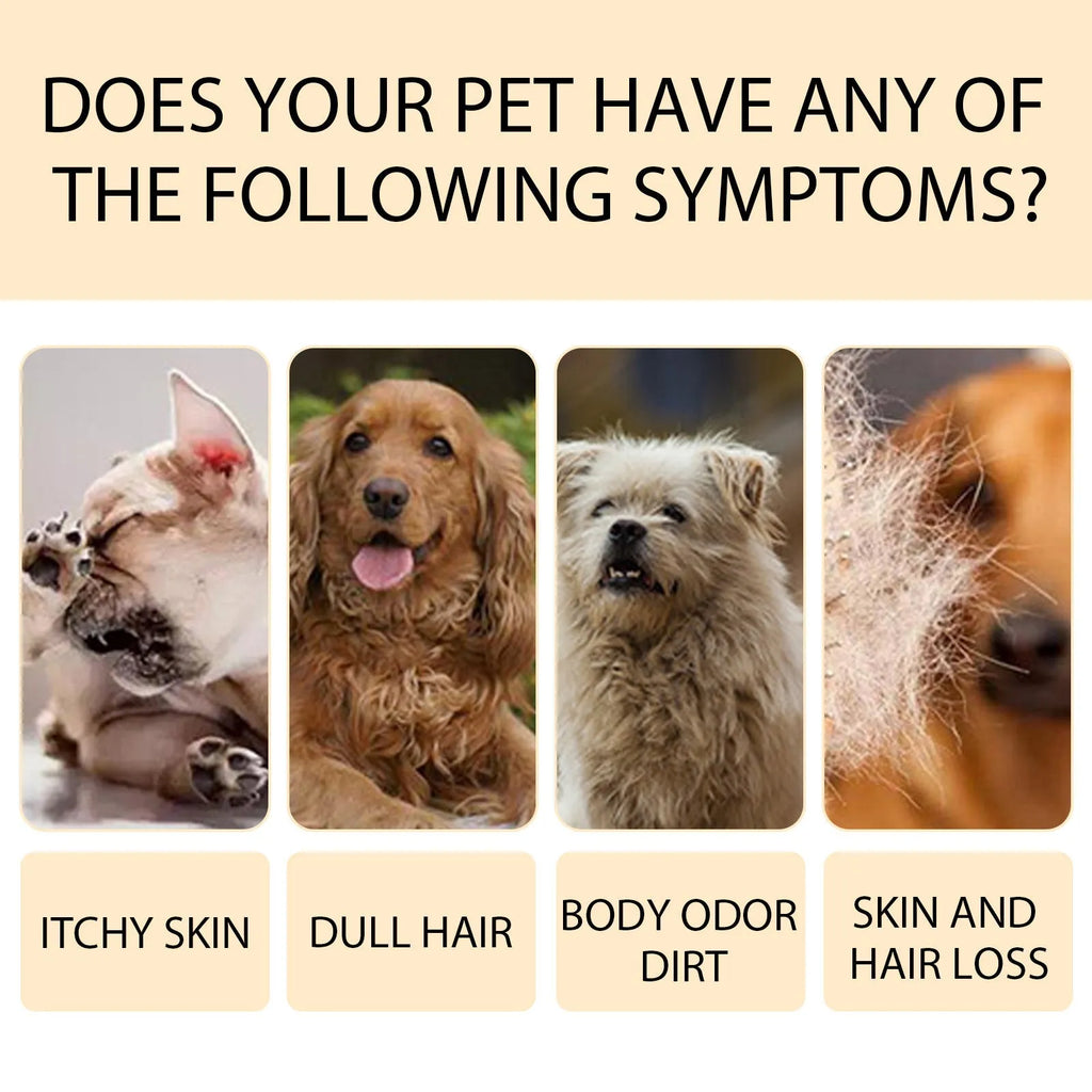 Mild pet shampoo bottle for cats and dogs in 100ml and 300ml sizes