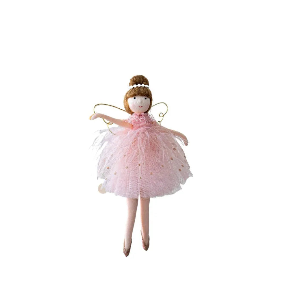 Pink or white ballet girl plush doll pendant with soft cloth material for decorative hanging display