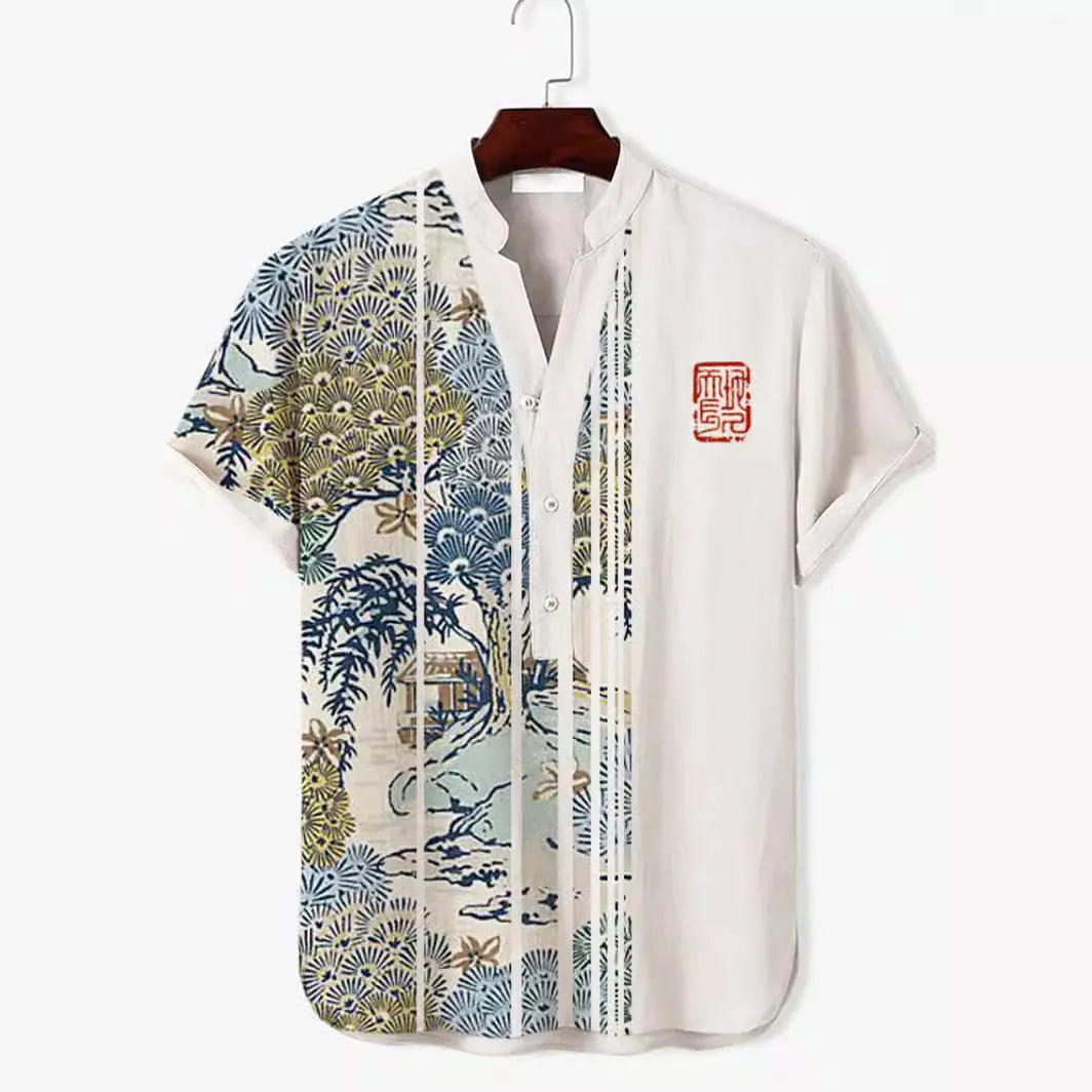 3D digital animal print on a short sleeve polyester shirt, shown in one of multiple available colours.