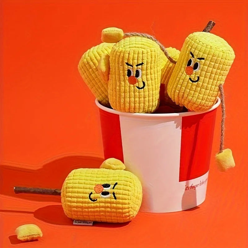 Corn cob shaped cat chew toy made from polio wood with catnip for dental cleaning