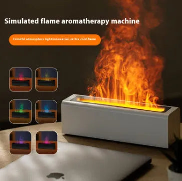 Square USB plug-in aroma diffuser with simulated flame lighting effect