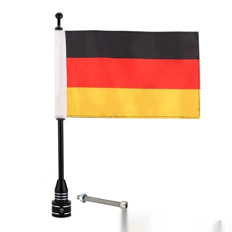 Tail Box motorcycle flagpole for side box mounting in black or silver finish