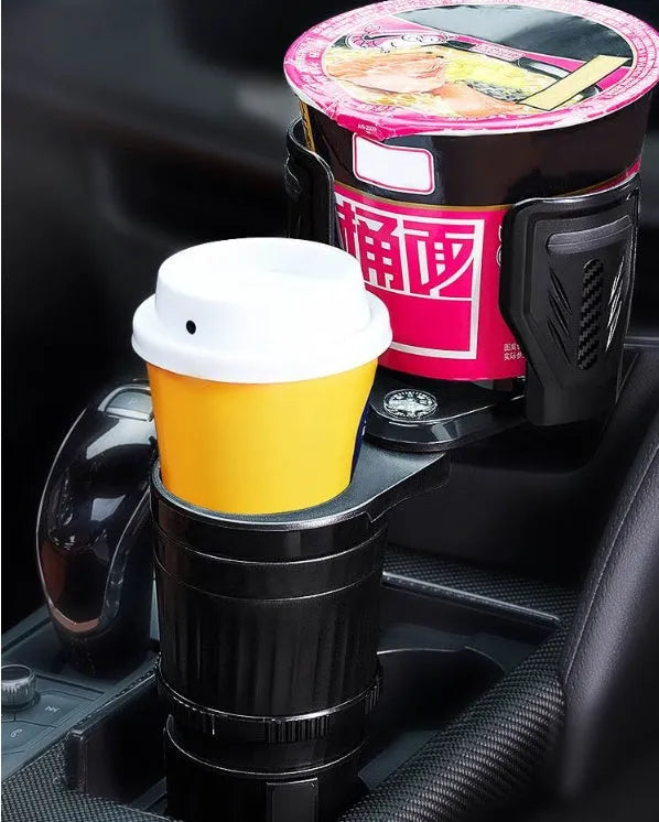 One Point Four car cup holder with retractable adjustable bottom in carbon fibre black