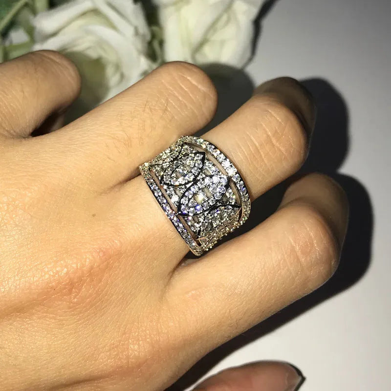 Fashion personalised zircon micro setting ring in alloy for women, picture colour