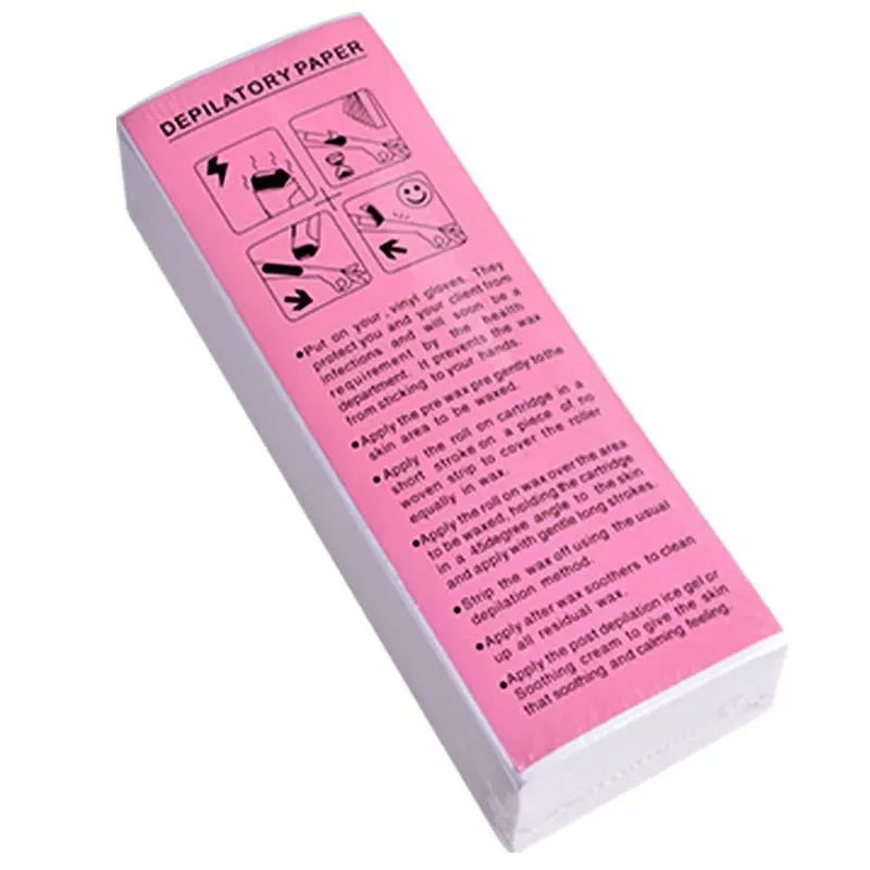 Non-woven fabric wool tops hair removal wax paper strips in 50 or 100 piece packs
