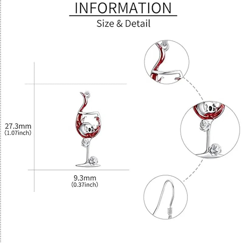 Halloween skull wine glass geometric earrings in electroplated zinc alloy