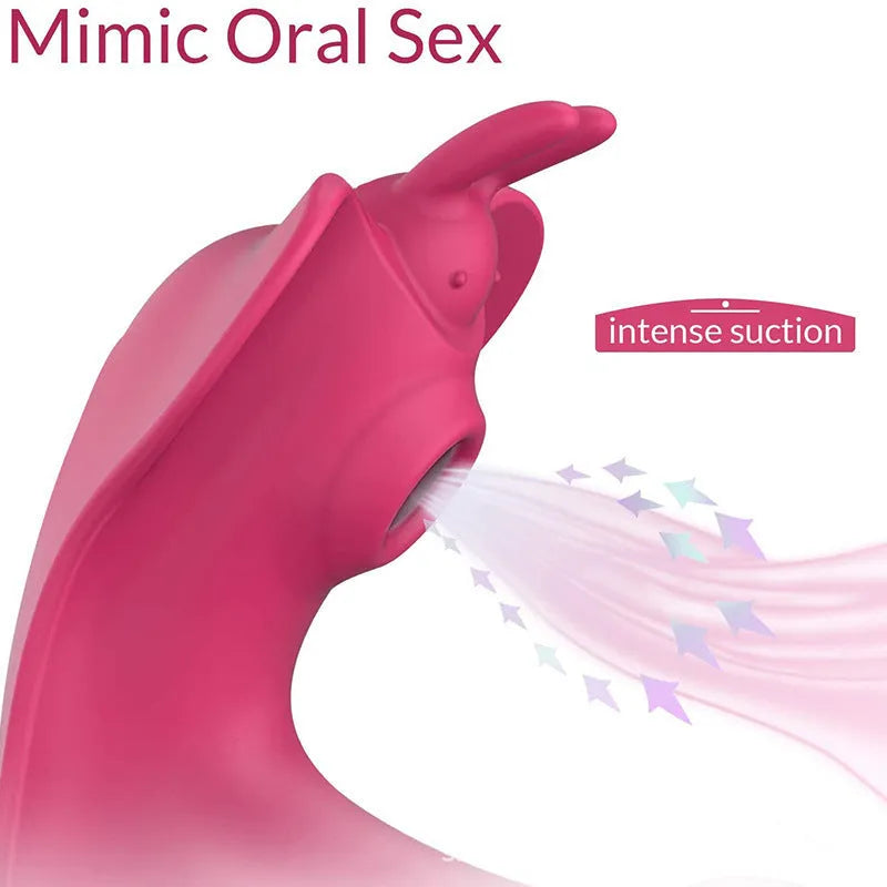 Remote control wearable butterfly dildo in purple silicone with remote and USB cable in rose red aluminium bag