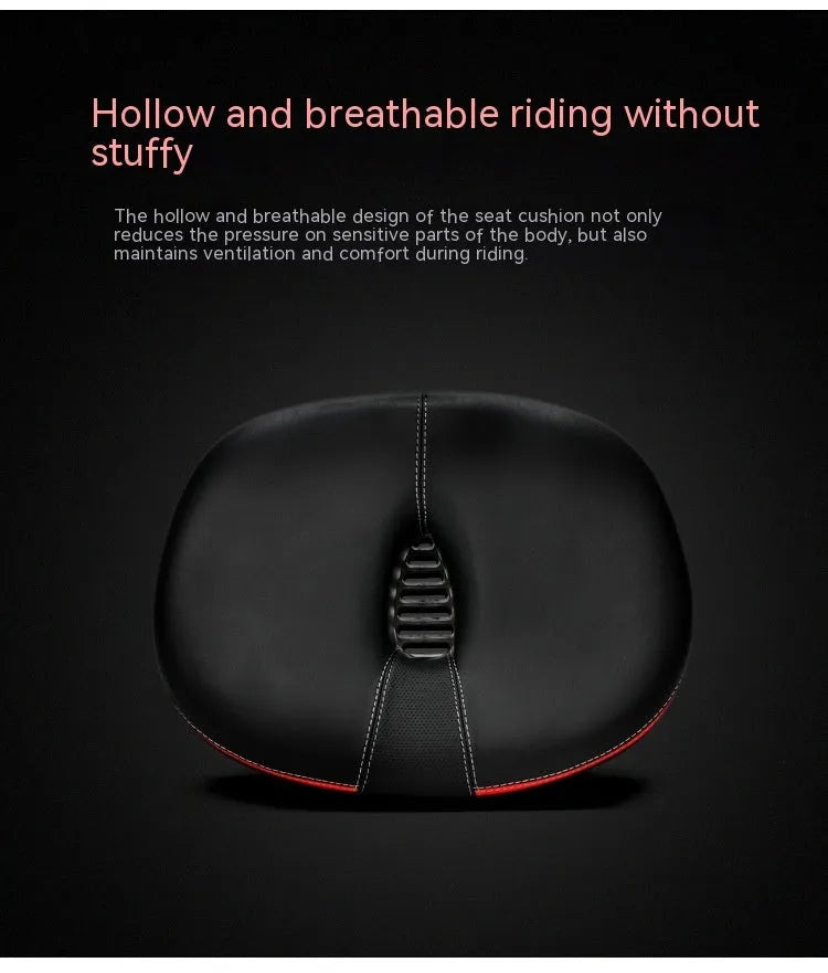 Thickened bicycle saddle in red with 210x270mm dimensions and reflective details