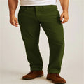 Corduroy straight-leg casual trousers in loose fit with mid waist design