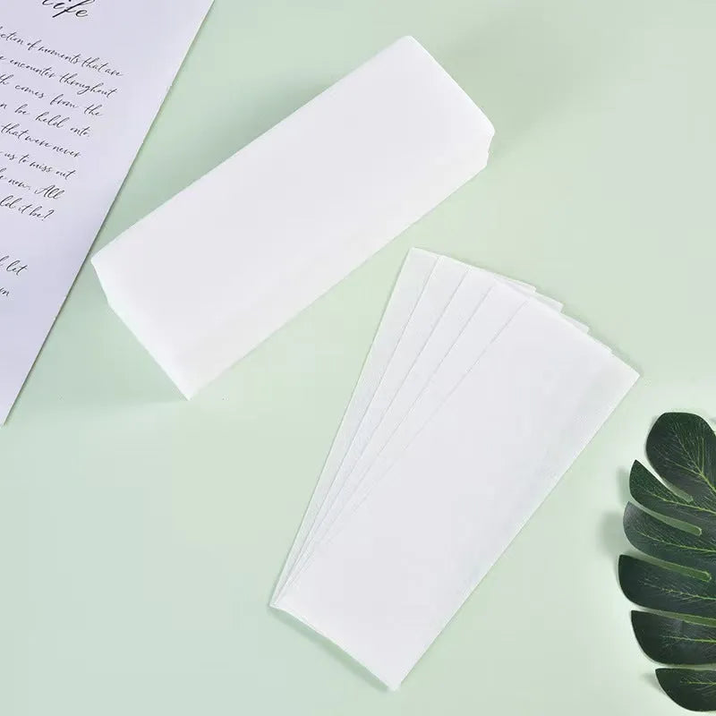 Non-woven fabric wool tops hair removal wax paper strips in 50 or 100 piece packs