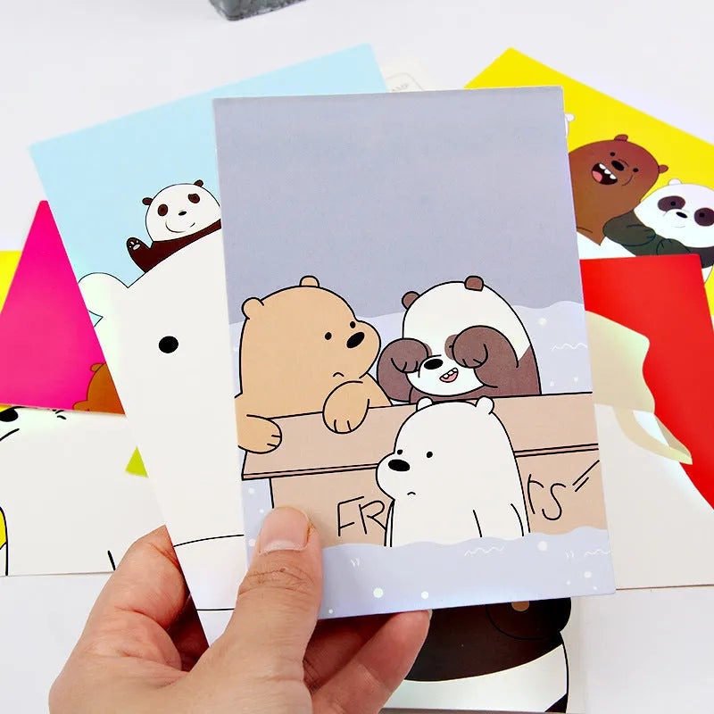 Set of nine minimalist cartoon postcards showing retro Paris towers and historic landmarks.