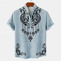 Men's striped casual shirt with personalised buttons in loose fit, available in multiple handsome colours