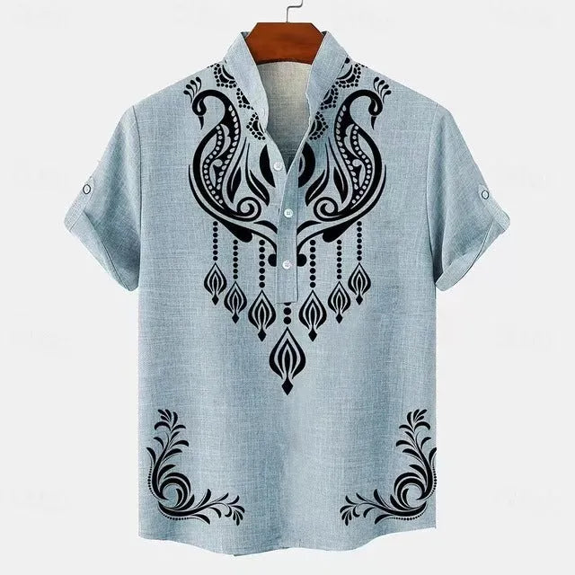 Men's striped casual shirt with personalised buttons in loose fit, available in multiple handsome colours