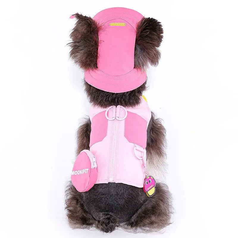 Pink polyester dog vest harness for small breeds including Bichon Frisé, Teddy, and Schnauzer dogs